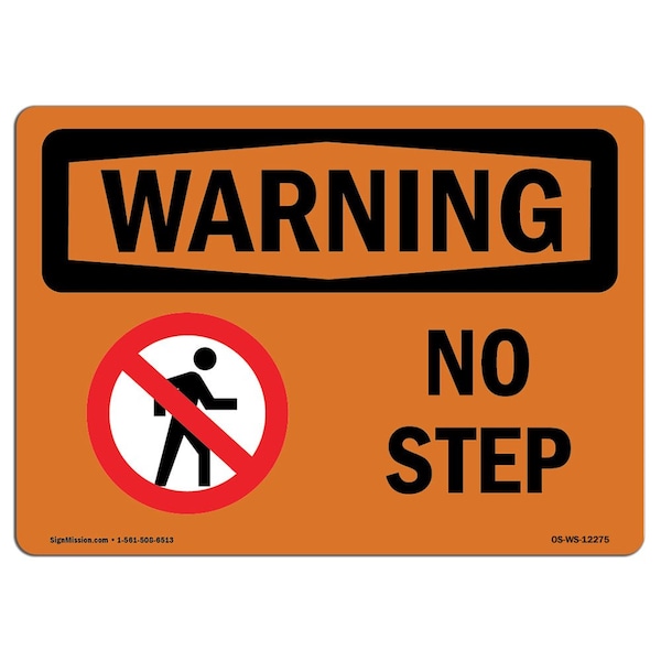 OSHA WARNING Sign, No Step W/ Symbol, 5in X 3.5in Decal, 10PK, 3.5" W, 5" L, Landscape, PK10